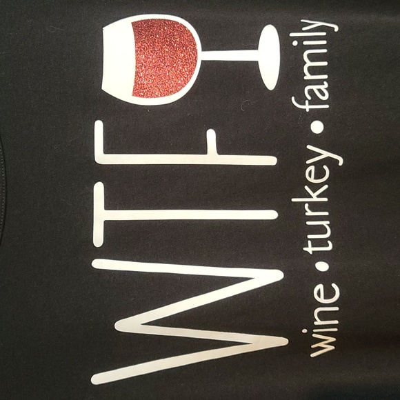 WTF - Wine Turkey Family HOLIDAY black W White letter, red or white wine, NWT - Picture 2 of 4